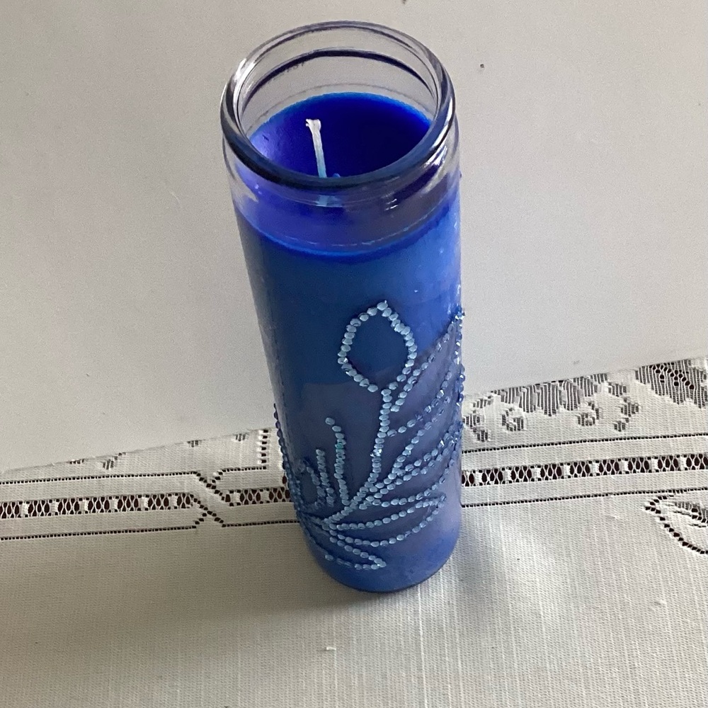 Handcrafted Blue Glass Candle Holder